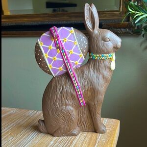 Large Vintage Faux Chocolate Bunny Egg Rabbit Easter Decor.